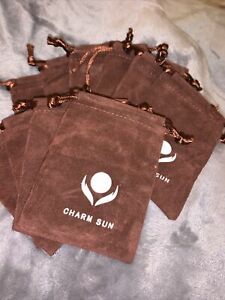 Lot Of 10 Brown Velvet Charm Sun Jewelry Pouches