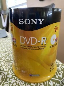 100 Pack Sony DVD-R 120 Min 4.7GB 1-16X Disc 100DMR47RSP Sealed
