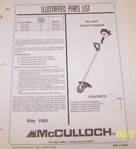 McCULLOCH TRIMMER MAC 284S OEM ILLUSTRATED PARTS LIST