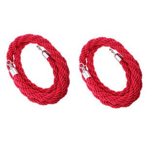 2 Pcs Red Stanchion Rope Queue Barrier Ropes, 6.6ft&amp;10ft