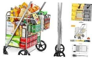 Shopping Cart with Wheels, Metal Grocery Cart with Wheels, Shopping Jumbo