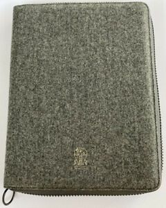 Brunello Cucinelli Notepad Case with Zipper, Grey - Brand New with Tags
