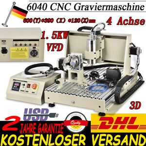 USB 1.5KW 4 Axis 6040 CNC Router Engraver Carving Machine Metal Cutter EU 220V