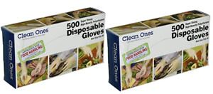 Clean Ones Disposable Food-Safe Poly Gloves, One Size 1000 GLOVES Free Shipping