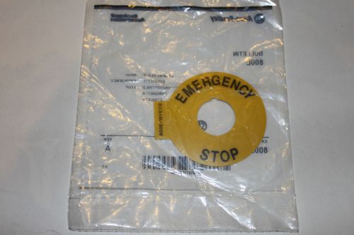 New!!! Allen Bradley 800E-15YE112 Emergency E-Stop Legend Plate 60MM - Sealed