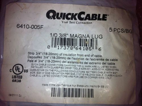6410-005f 1/0 ga 3/8&#034; stud straight magnalug (5 pack) quick cable for sale