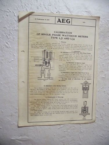 VTG BOOKLET CATALOG BROCHURE AEG WATTHOUR HOUSE ELECTRICITY ELECTRIC METERS 1925