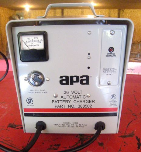 APA 36 Volt Automatic Battery Charger, Model 12060, 120 VAC, 36 VDC, 25 Amps Out