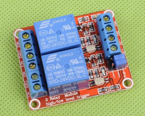 24V 2-Channel Relay Module with Optocoupler H/L Level Triger for Arduino New