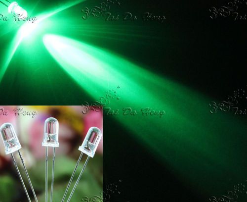 50pcs Superbright 2Pin Green 5mm Clear Round top LED Lamp Light-emitting Diode