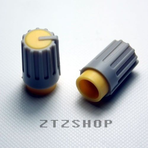 2 x Knob Grey with Yellow Mark for Potentiometer Pot - ZTZSHOP- Free Shipping