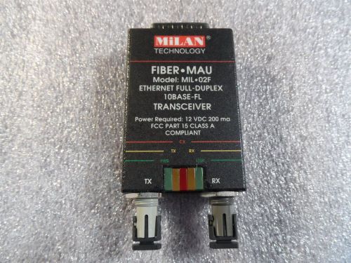 (1x) milan fiber mau mil-02f ethernet full-duplex 10base-fl transceiver for sale