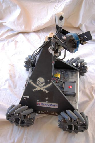 Andy Mark Robot with controllers and Toshiba laptop computer.