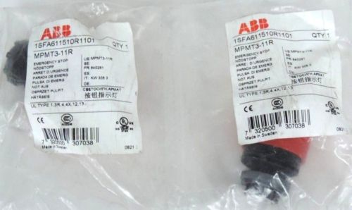 LOT OF 2 NEW ABB MPMT3-11R EMERGENCY STOP PUSHBUTTONS 1SFA611510R1101