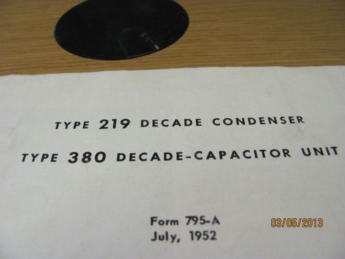 General radio model 219/380: decade condenser / capacitor unit - ops&amp;svc sheet for sale