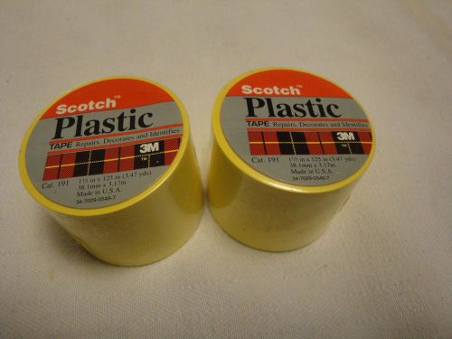 LOT OF 2 Scotch 191 YELLOW Color Plastic Tape, 1.5&#039;&#039; x 125&#039;&#039; 3M  NEW