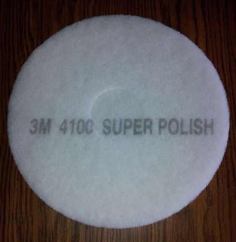3M Super Polish Floor Pad 4100 White 13&#034; (lot of 5 pads)