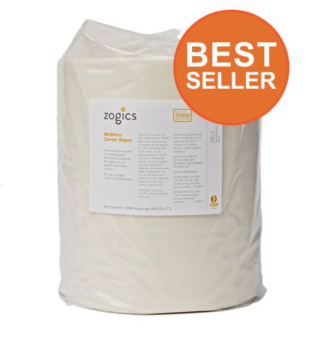 Zogics wellness center gym wipes (2 rolls/case) for sale