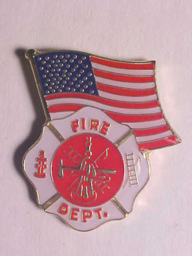 Fire Fighter American Flag  &#034;Gold tone&#034;  Hat Pin /Lapel Pin