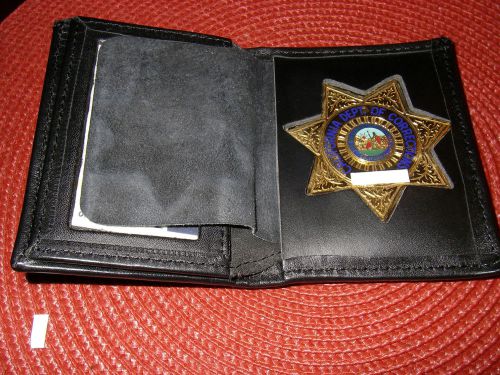 California department of corrections bi- fold flat/ deluxe dome badge wallet for sale