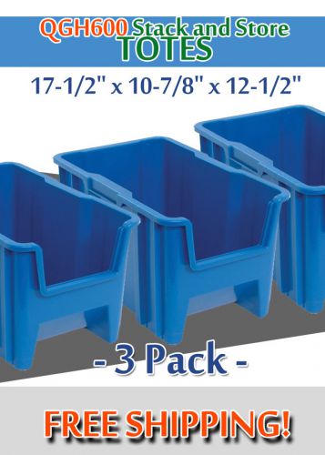 Quantum storage systems qgh600 stack bin, 3 - pack - 17-1/2&#034; x 10-7/8&#034; x 12-1/2&#034; for sale