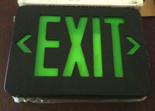 Energy Efficient Exit Sign Black/Green LED Duel Voltage Long Life Damp  Location