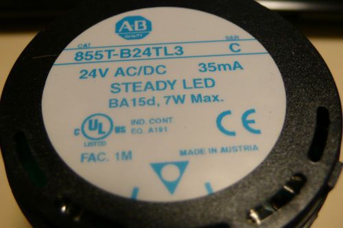 ALLEN BRADLEY 855T-B24TL3 SERIES C 24 VOLTS STEADY LED STACK LIGHT