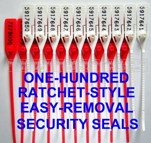 Security seals, ratchet-style, medium-security, special features, 100 seals. for sale