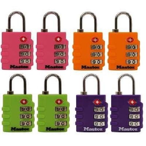 Master Padlock Combination 4684T TWO LOCKS TSA Approved Luggage Lockers Colorful