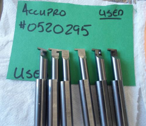 (6) ACCUPRO, Solid Carbide Groove Tools, 0.056&#034; W, 3/8&#034; Dia. shank - USED!!!