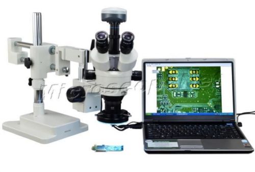 9.0mp usb digital dual-boom stand stereo zoom microscope 2x-90x+144 led light for sale