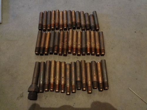 MIXED LOT OF (43) CONTACT TIPS MOST ARE TWECO 14-45 1.2MM NEW AND USED 14H-35