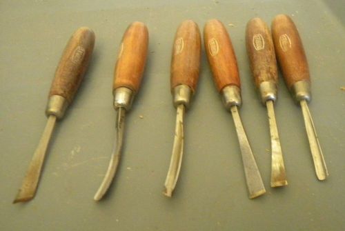 Set of Seven Marples Wood Carving bent Gouges              (12)