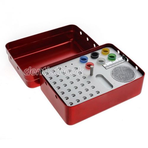 1 Pc New Pro Dental Bur Holder Autoclave Disinfection Box 35 Holes Red Color