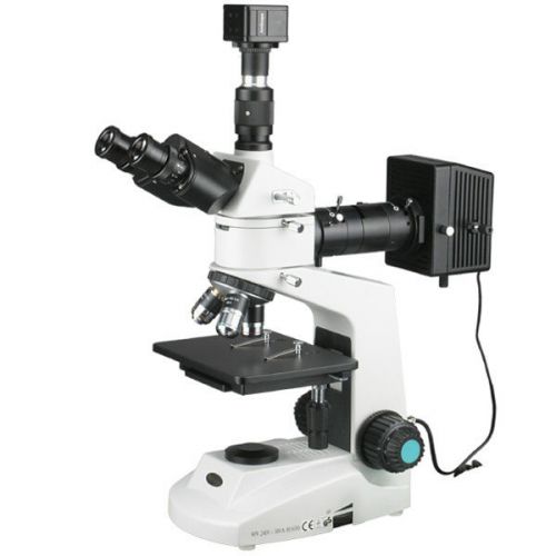 40x-2000x polarizing metallurgical microscope w 2 lights + 8mp camera for sale