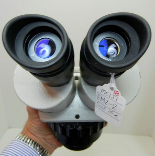 Meiji techno emz-2 zoom stereo microscope, swf15x, max mag 60x, ready to go #18 for sale