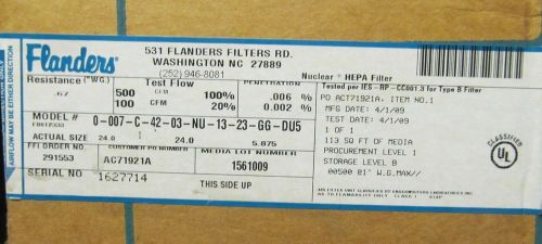 Flanders Nuclear Grade HEPA Filter 24x24x5.875, Stainless Steel, New Old Stock