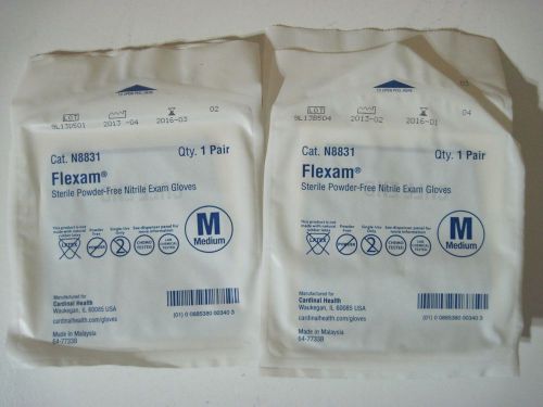 New Flexam Sterile Powder Free Nitrile Exam Gloves N8831 Sz M Medium 10 Pair
