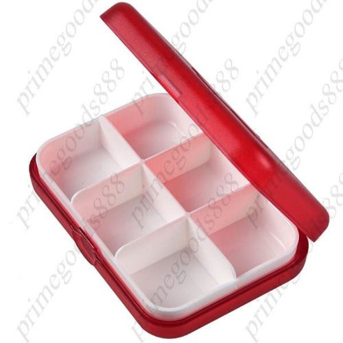 Portable Plastic Cross Pills Medicine Box Case Container 6 Compartments