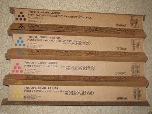 New! Genuine Ricoh Savin Lanier CMYK Set for MP C5501 C5000 C9155 C5050