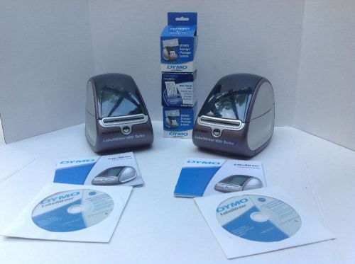 2 DYMO LABEL WRITER 400 TURBO W/FREE POSTAGE, STAMP, SHIPPING LABELS 93176 free!