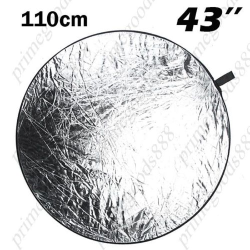 5 in 1 43&#034; collapsible light reflector round disc diffuser silver photography for sale
