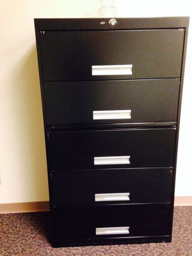 2 - 5 drawer Black Metal Filing Cabinet