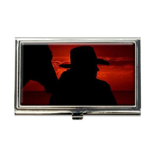 Cowboy with Horse Silhouette Business Credit Card Holder Case