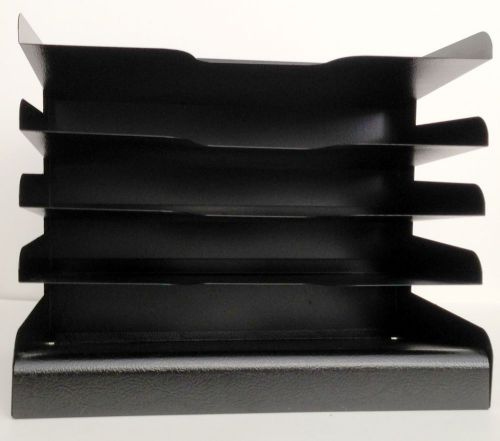 Buddy Desk Organizer Legal Size 5 Tier Horizontal Shelves Black Metal &amp; Wood NEW