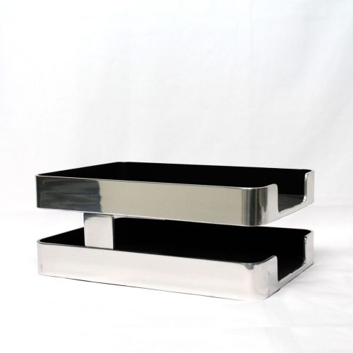 Mirror Aluminum Executive Double Letter Tray  desk accessory Radius One Sklaroff