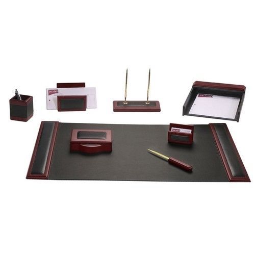 Dacasso Rosewood &amp; Leather 8-Piece Desk Pad Kit - DACD8012 - 8 / Kit