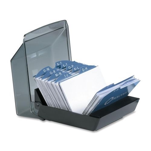 Rolodex Covered Business Card File - 100 Business Card - 12 Printed - Black