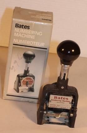 Vintage Bates Numbering Machine Style 6E  6 Wheels- Multiple Movement Hand Stamp