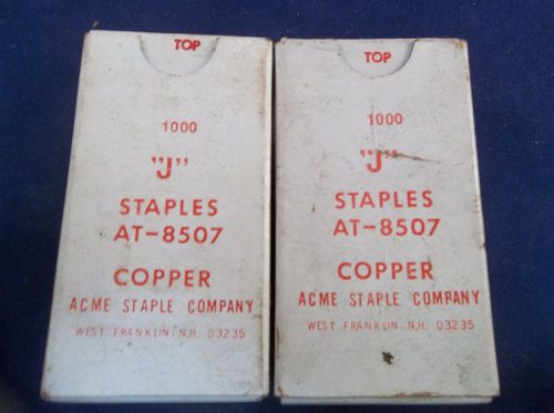 2 boxes of ~1000 EACH Copper Staples &#034;J&#034; AT-8507 Acme Staple Company 1,900+
